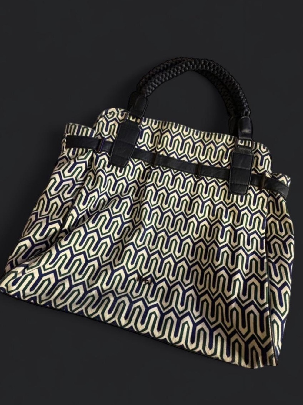 R+J Y2K Slouchy Geometric Print Tote Hobo Bag